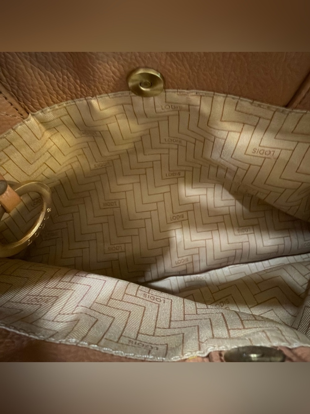 Lodis Texas Leather Morgan Satchel with Crossbody Strap Camel NWT - Picture 10 of 11